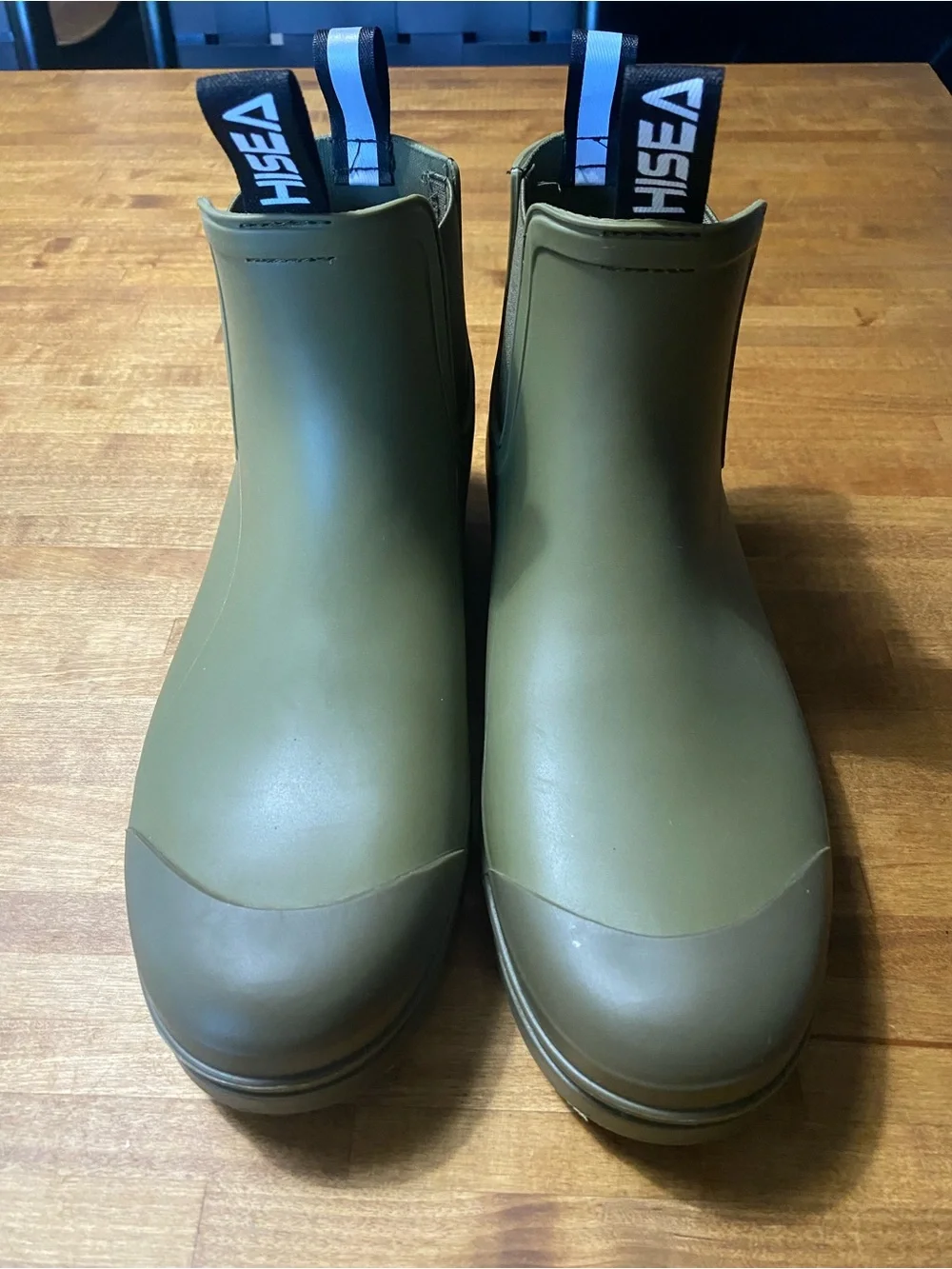 HISEA Olive Green Waterproof Rain Boots